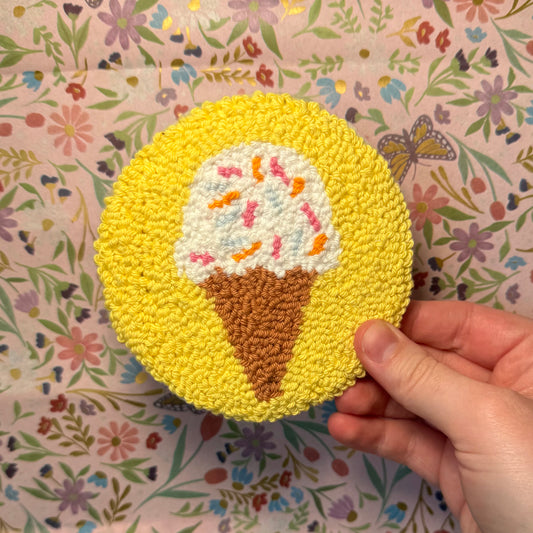 Ice Cream Cone Mug Rug Coaster