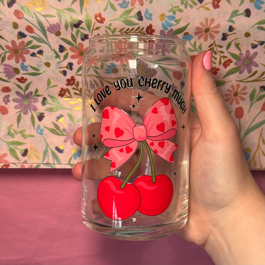 I Love You Cherry Much Glass Cup