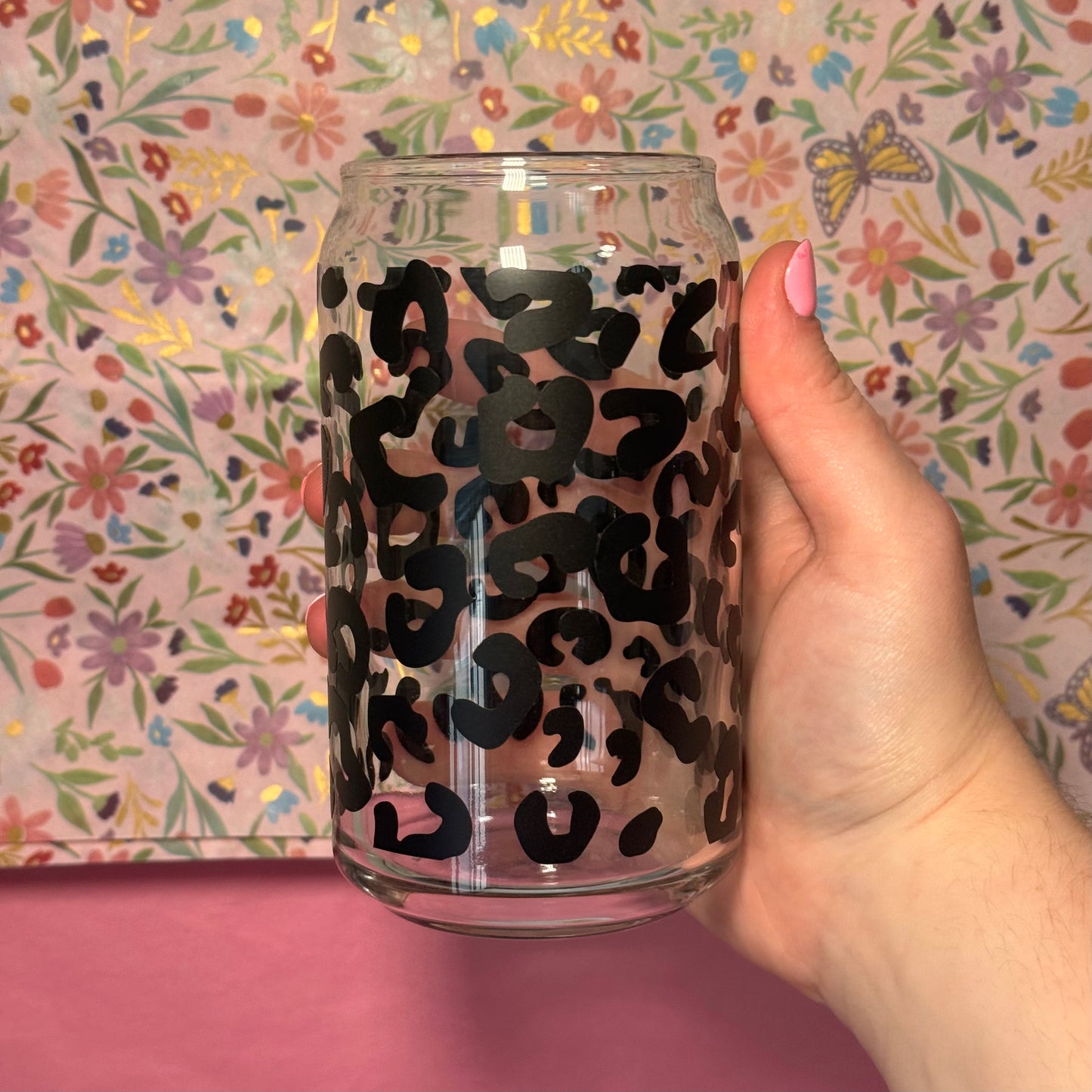 Leopard Print Glass Cup