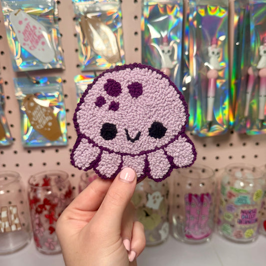 Cute Purple Octopus Mug Rug Coaster