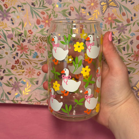 Spring Ducks Glass Cup